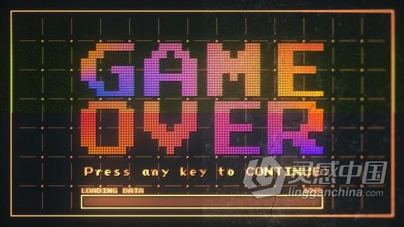 80年代街机电子游戏屏幕数字像素化标志动画AE模版 Digital Pixel Logo  灵感中国网 www.lingganchina.com