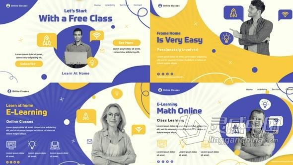 在线课程介绍线上教育学习资源演示视频AE模版 Online Classes Intro  灵感中国网 www.lingganchina.com
