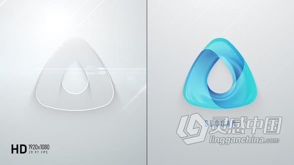 清晰简约线条描边LOGO轮廓带水波纹动画标志AE模版 Clean Logo Reveal  灵感中国网 www.lingganchina.com