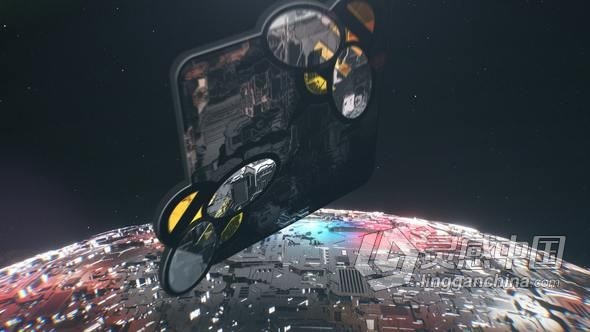 3D抽象机械星球空间场景游戏科技标志动画LOGO演绎AE模版 Sci-Fi Logo  灵感中国网 www.lingganchina.com