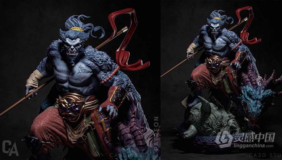 野兽武士人物角色雕刻手办3D打印模型  灵感中国网 www.lingganchina.com