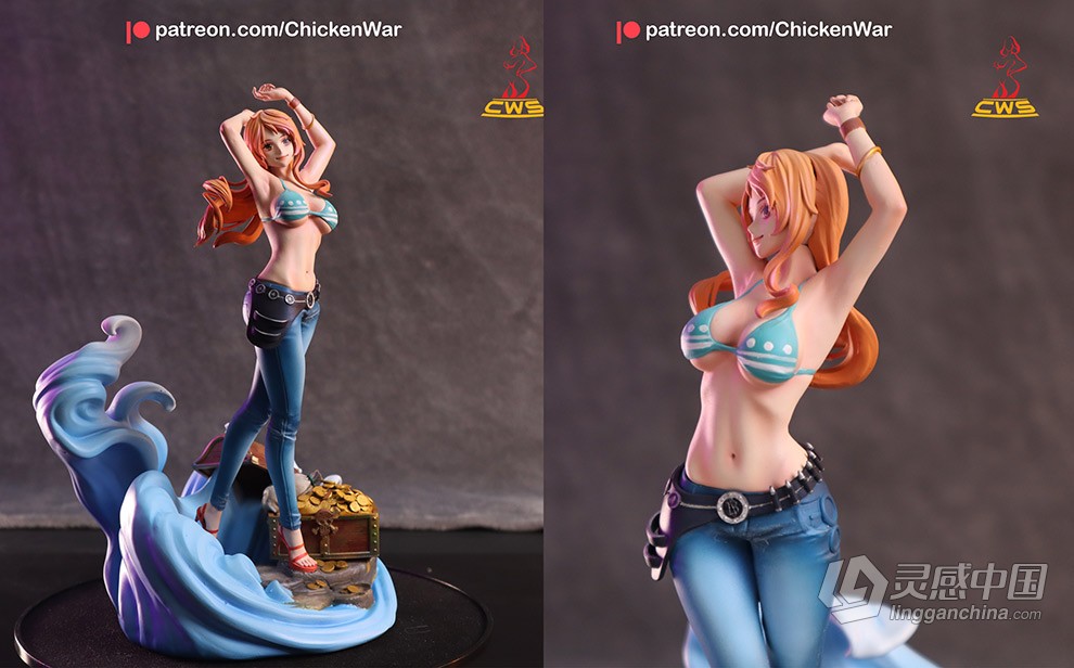 娜美《海贼王航海王》动漫角色雕刻手办3D打印模型  灵感中国网 www.lingganchina.com