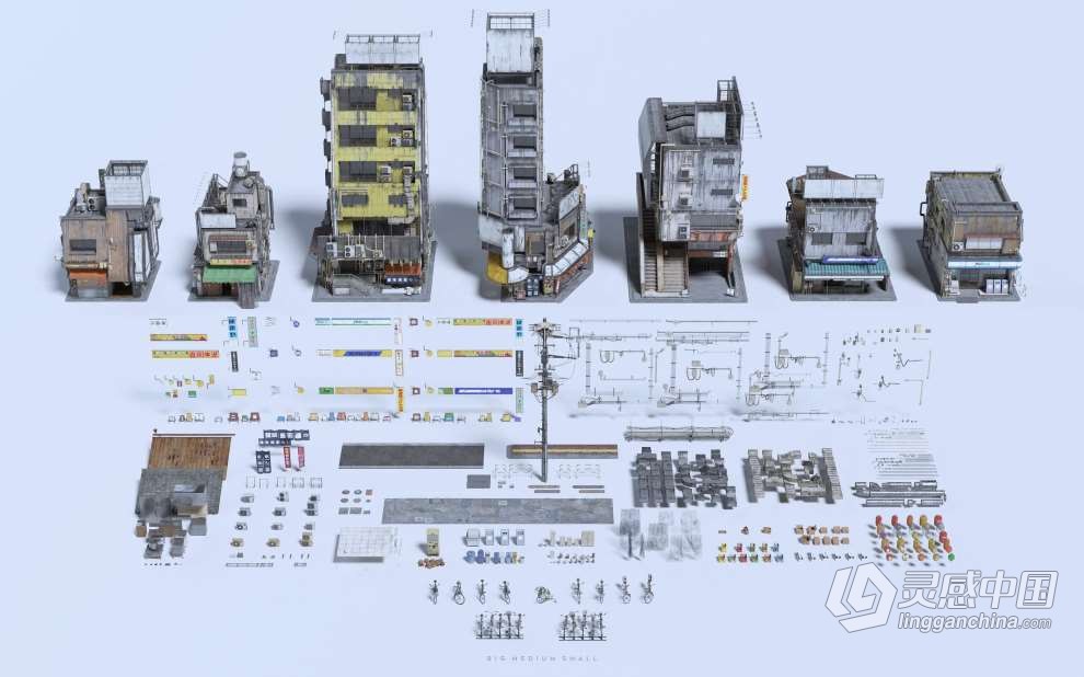 东京城市街头人群建筑相关大型3D模型合集  灵感中国网 www.lingganchina.com