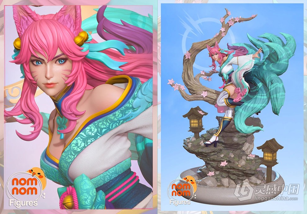 九尾妖狐阿狸《英雄联盟》游戏角色雕塑雕刻3D模型  灵感中国网 www.lingganchina.com