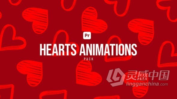 心形背景动画元素循环爱心图形PR模板 Heart Animations Pack for Premiere Pro  灵感中国社区 www.lingganchina.com