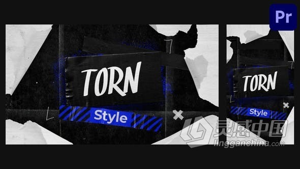 活力彩色文本风格混乱的美感纸张撕裂效果开场白PR模板 Torn for Premiere Pro  灵感中国网 www.lingganchina.com
