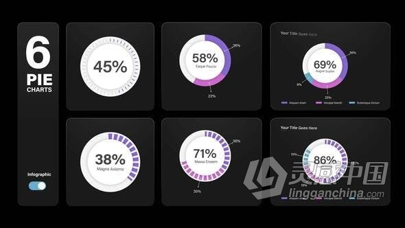 数据统计数据分析信息图表饼图动画AE模版 Infographic Pie Chart Animations  灵感中国网 www.lingganchina.com