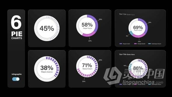 数据统计数据分析信息图表饼图动画AE模版 Infographic Pie Chart Animations  灵感中国社区 www.lingganchina.com