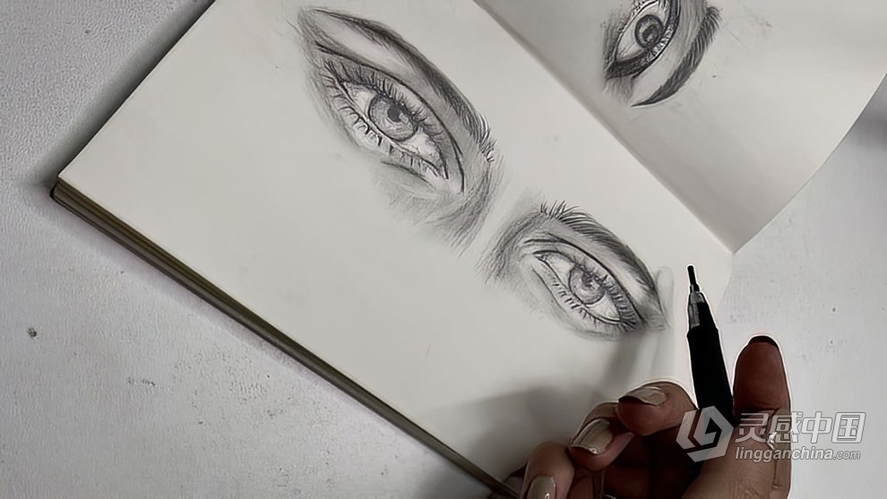 逼真眼睛传统素描绘画艺术训练视频教程 How to draw realistic eyes like a pro  灵感中国网 www.lingganchina.com