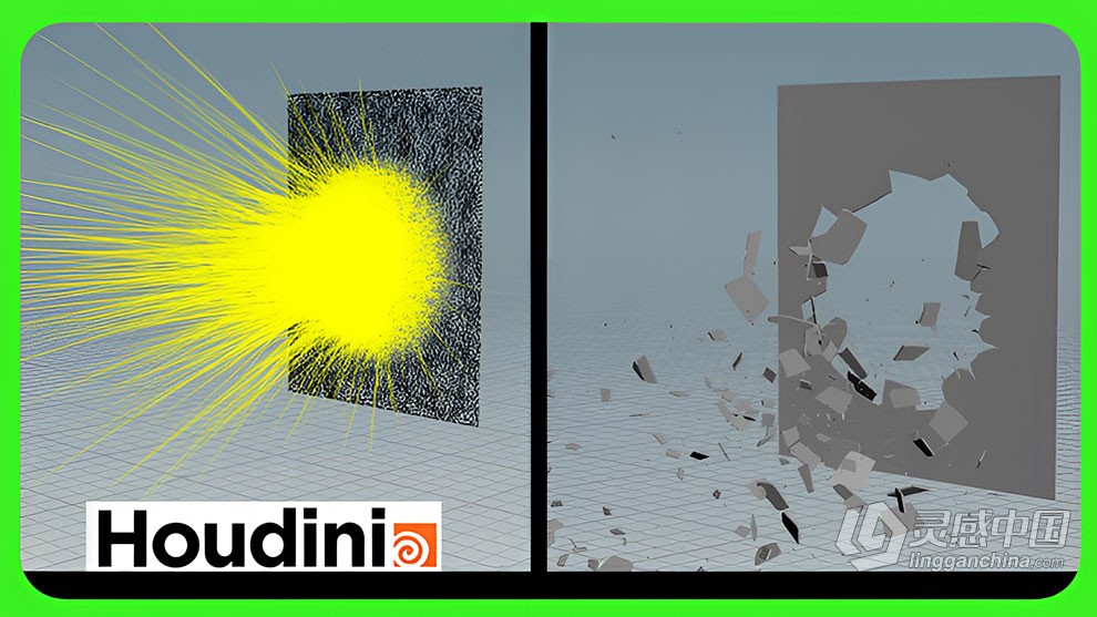 Houdini玻璃裂纹破碎RBD模拟视效制作视频教程 Houdini: Rbd Fracture Glass Project  灵感中国网 www.lingganchina.com