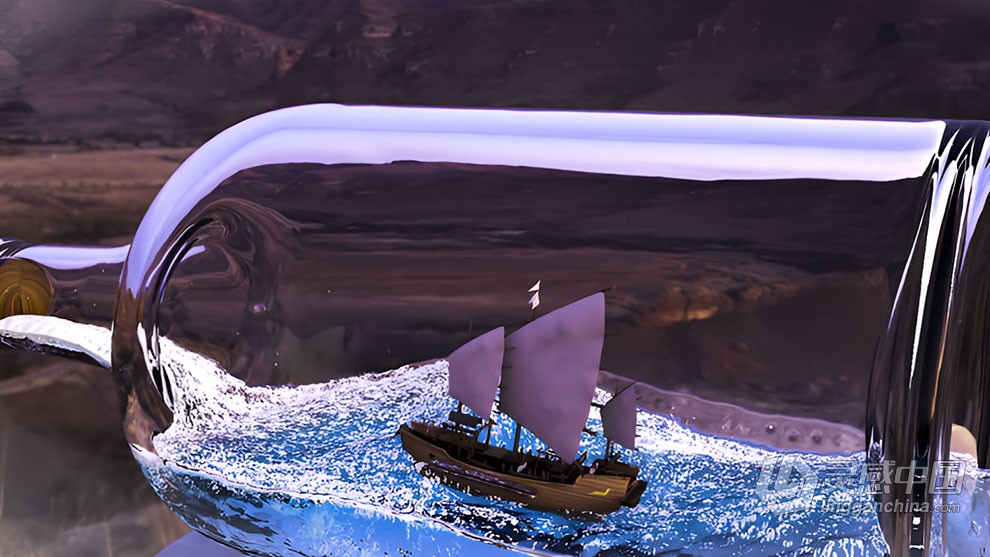 Cinema 4D瓶中浮船动画实例制作视频教程 Mastering Cinema 4D: Floating Ship in a Bottle Animation  灵感中国社区 www.lingganchina.com