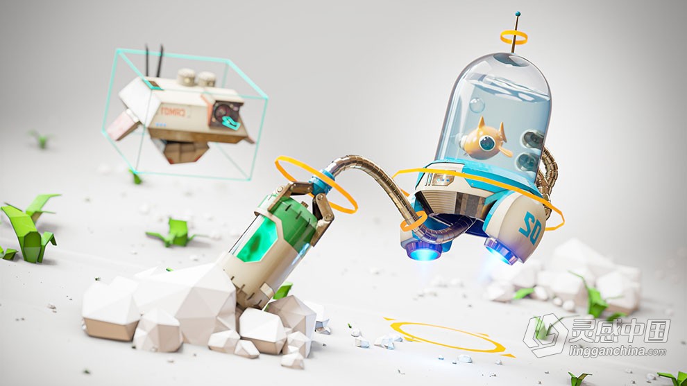 Blender机器人星球硬表面建模全面技能训练视频教程 中文字幕 CG Boost - Robotic Planet ENG  灵感中国网 www.lingganchina.com