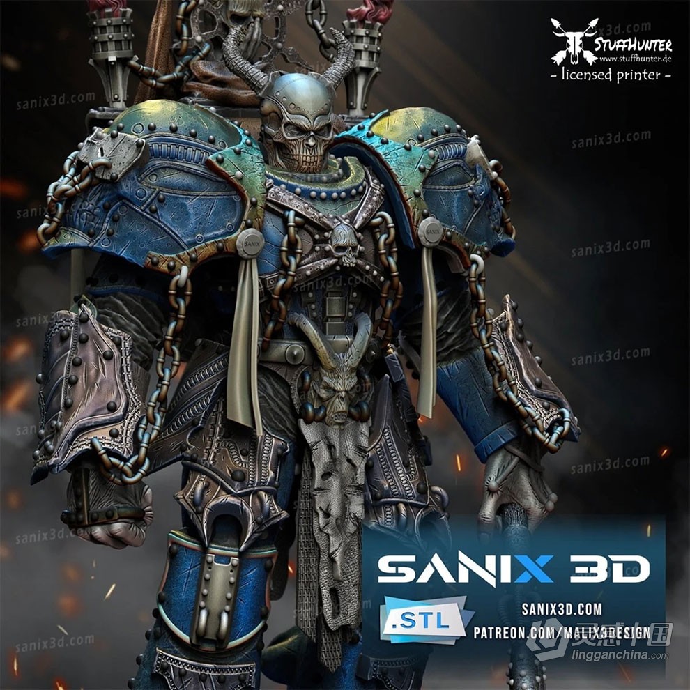 战争机器混沌上校人物角色雕塑雕刻3D模型  灵感中国网 www.lingganchina.com