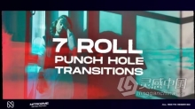 AE模板-冲孔紊乱视频转场AE模板下载 Punch Hole Roll Transitions Vol. 02