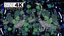 4K鹳种族水鸟壁画图案抽象动态LED背景VJ视频素材 Stork Ethnic Background 02