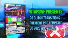 PR模板-20个赛博朋克数字故障过渡 Glitch Transitions Vol. 04