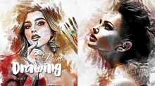 压克力颜料绘画艺术ps动作 Drawing Paint Photoshop Action附教程