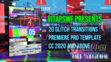 PR模板-信号损坏故障转场 Glitch Transitions Vol. 05