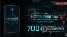 AE模板 700 Extreme HUD未来科技感动态UI界面信息图形元素动画 AE工程 AE文件下载