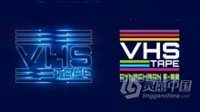 明亮火花光线演绎霓虹灯故障VHS标志片头AE模板下载 VHS Cinematic Logo