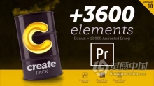 PR脚本-3600元素排版字幕标题背景转场模板PR脚本预设包 Create Pack Premiere