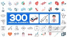 300个医疗元素图标动画AE模板下载 300 Icons Pack - Medical Elements