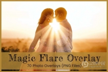 70张高清自然阳光灯光光束耀斑合成PNG图片素材 70 Magic Flare Photoshop Overlays