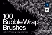 【PS笔刷】100个4K透明塑料气泡薄膜覆盖效果PS笔刷 100 Bubble Wrap Photoshop Brushes