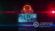 骷髅头骨霓虹灯符号抽象loopable动画系统入侵警报背景视频素材 System hacked alert with skull neon symbol abs