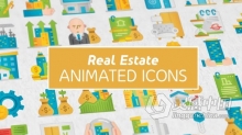 AE模板-用于卡通建筑解说视频的房地产现代平面动画图标 Real Estate Modern Flat Animated Icons