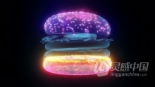 超炫酷的汉堡Hud全息图3d动画背景视频素材 LED大屏幕动态背景素材 The Burger Hud Hologram 4k