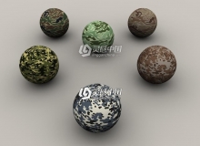 6款迷彩C4D材质球 Camo C4D材质