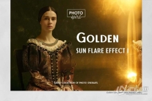 55张金色太阳耀斑光斑照片叠加合成素材+PS动作 Golden Sun Flare Overlay Effect 1