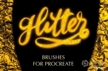 Procreate笔刷-金色粒子金屑闪光效果手绘插画创作Procreate笔刷 Glitter Procreate Brushes