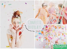 25张高清五彩纸屑叠加合成素材 25 Confetti Photoshop Overlays