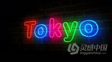 视频素材 在砖墙上霓虹灯东京Tokyo字母符号动画4K视频素材下载