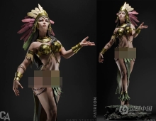 阿兹特克巫术女神人物角色雕刻手办3D打印模型 Aztec Godess - Garage kit