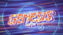 变形扭曲故障线条背景多彩霓虹灯技术标题PR模板下载 Neon Genesis Intro