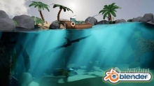 Blender 2.9热带海岛水景完整实例制作视频教程 Blender 2.9 Design & Render a Stylized Water Sce