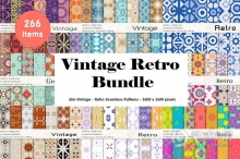 266个复古无缝图案元素背景素材合集 Vintage Retro Patterns Bundle