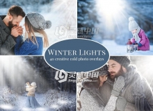 40组太阳光,逆光,耶稣光效叠加合成前景素材 Winter Lights photo overlays