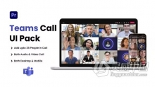 模拟视频会议软件UI设计展示动画视频AE与PR模板下载 Teams Video Conference UI Pack