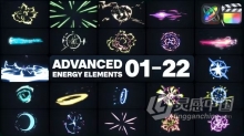 FCPX插件-70种卡通能量爆炸视觉特效MG动画元素 Advanced Energy Elements 01-22