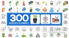 AE模板-300个生态与能源主题图标动画AE模板下载 300 Icons Pack - Ecology & Energy