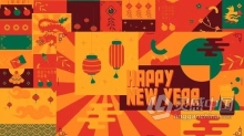卡通多彩时尚拜年祝福中国风元素2024龙年新年片头AE模板下载 Trendy Chinese New Year Intro