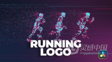 达芬奇模板-粒子形成跑步者运动员LOGO揭示运动标志动画 Running Sport Logo Reveal