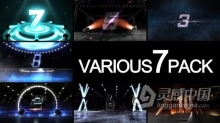 7种不同的倒数3d计数器粒子倒计时背景动画视频素材 Various Countdown - 7 different countdown