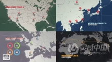 AE模板-3D世界地图全球商业布局互联网技术旅行路线信息图AE模板下载 World Map Infographic