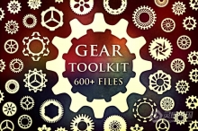 【PS笔刷】70个高分辨率工业齿轮图案PS笔刷Affinity画笔Procreate笔刷 Gear Toolkit