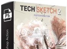 图像转草图动作 Tech Sketch2 Photoshop Action 附视频教程